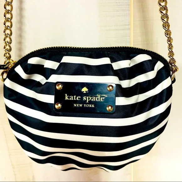 Kate Spade New York Nylon Greta Crossbody, Black Kate Spade nylon Greta crossbody with leather and chain strap main image 2